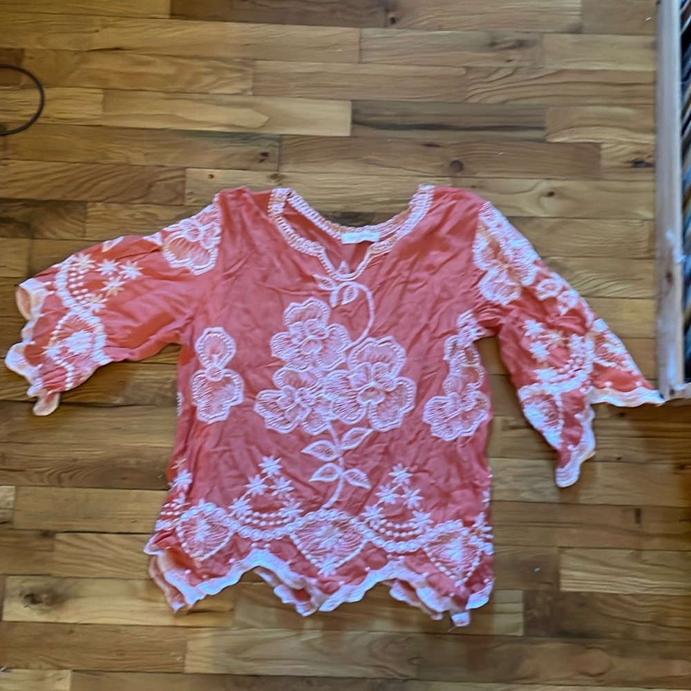 Solitaire Peach Lace Shirt XL